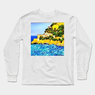 Italy Seaside in Van Gogh Style Long Sleeve T-Shirt
